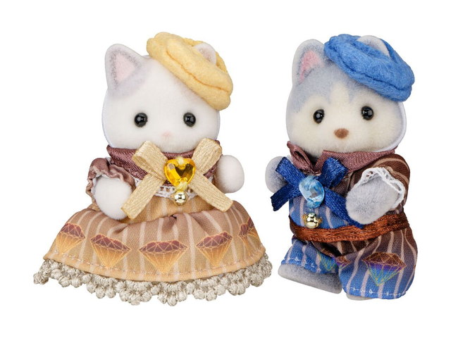 シルバニアファミリー×デルレイ ラテネコの赤ちゃん＆ハスキーの赤ちゃん -ダイヤモンドショコラ-の商品画像