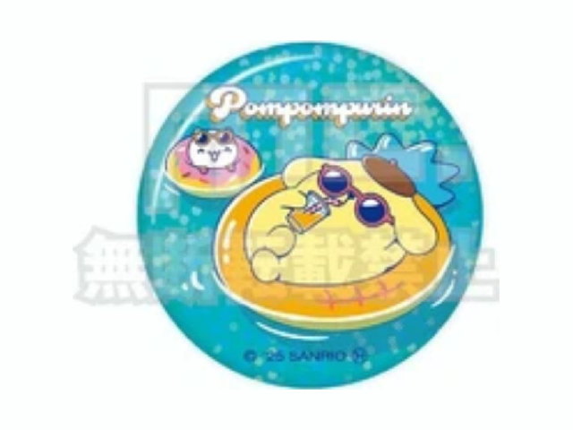 サンリオキャラクターズ ユニークシリーズ キラキラ缶バッジグリーン 緑 ポムポムプリン バッチ 雑貨の商品画像