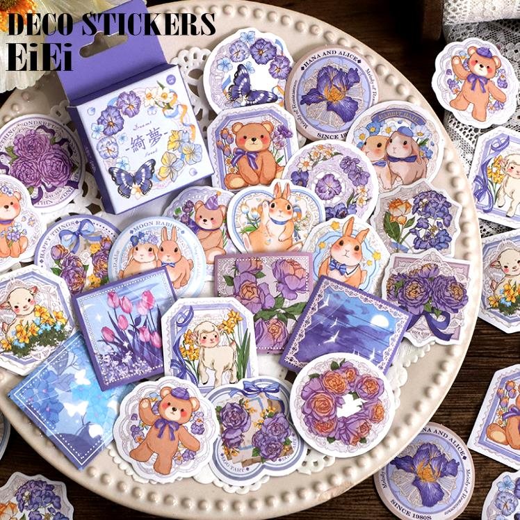 ダイカット シール ステッカー 花 いちご パン 熊 兎 レース 猫 手帳デコ デコシールの商品画像