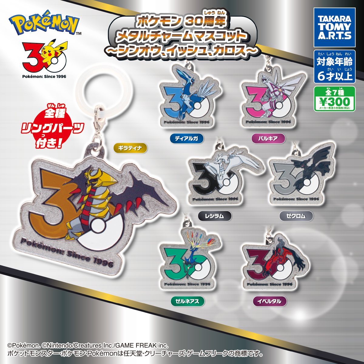 ポケモン 30周年 メタルチャームマスコット 〜シンオウ、イッシュ、カロス〜の商品画像