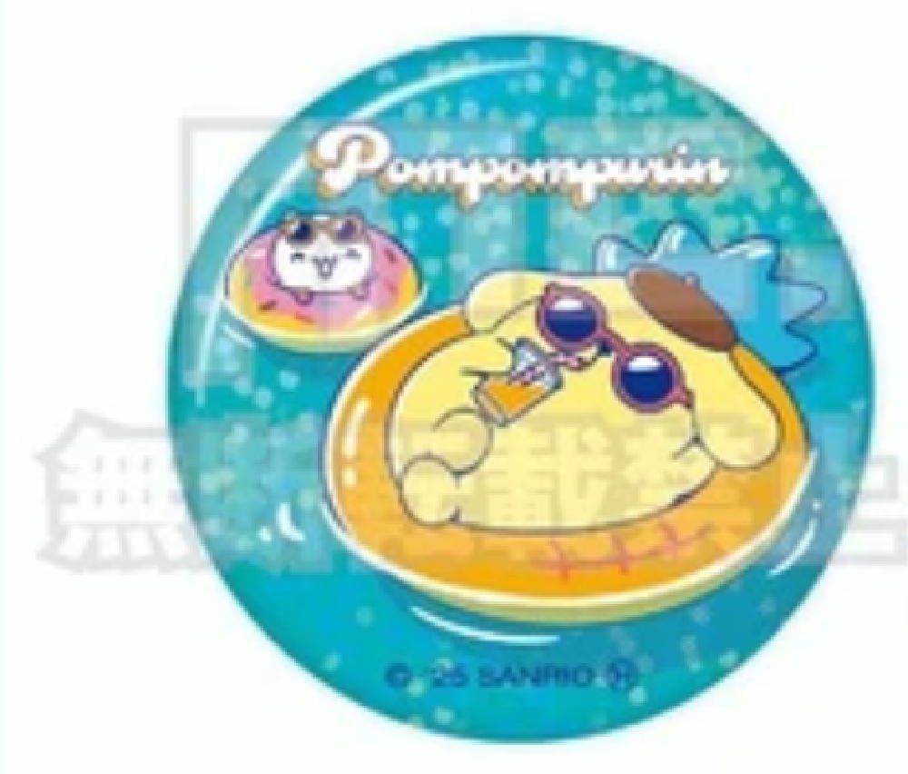 サンリオキャラクターズ ユニークシリーズ キラキラ缶バッジグリーン 緑 ポムポムプリン バッチ 雑貨の商品画像