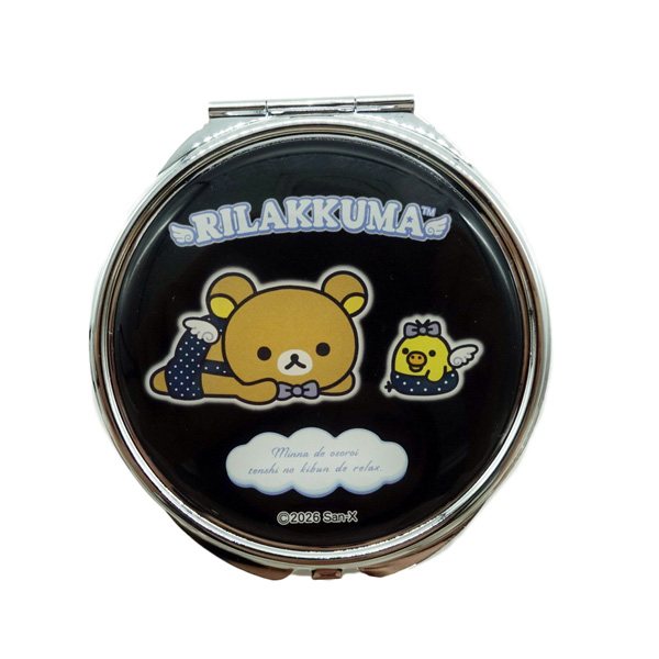 リラックマ コンパクトミラー(天使きぶん・ブラック)の商品画像
