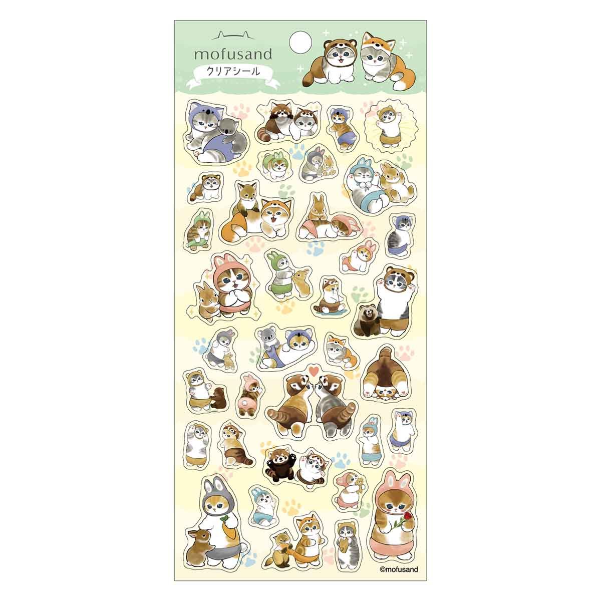 モフサンド クリアシール ステッカー 9種類 猫 キャラクター グッズ 手帳やスマホに貼れる エンの商品画像