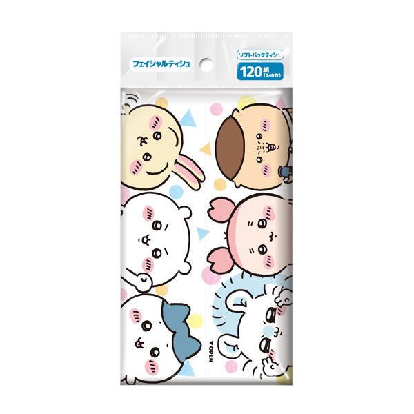 ちいかわ フェイシャルソフトパックティシュ120Wの商品画像