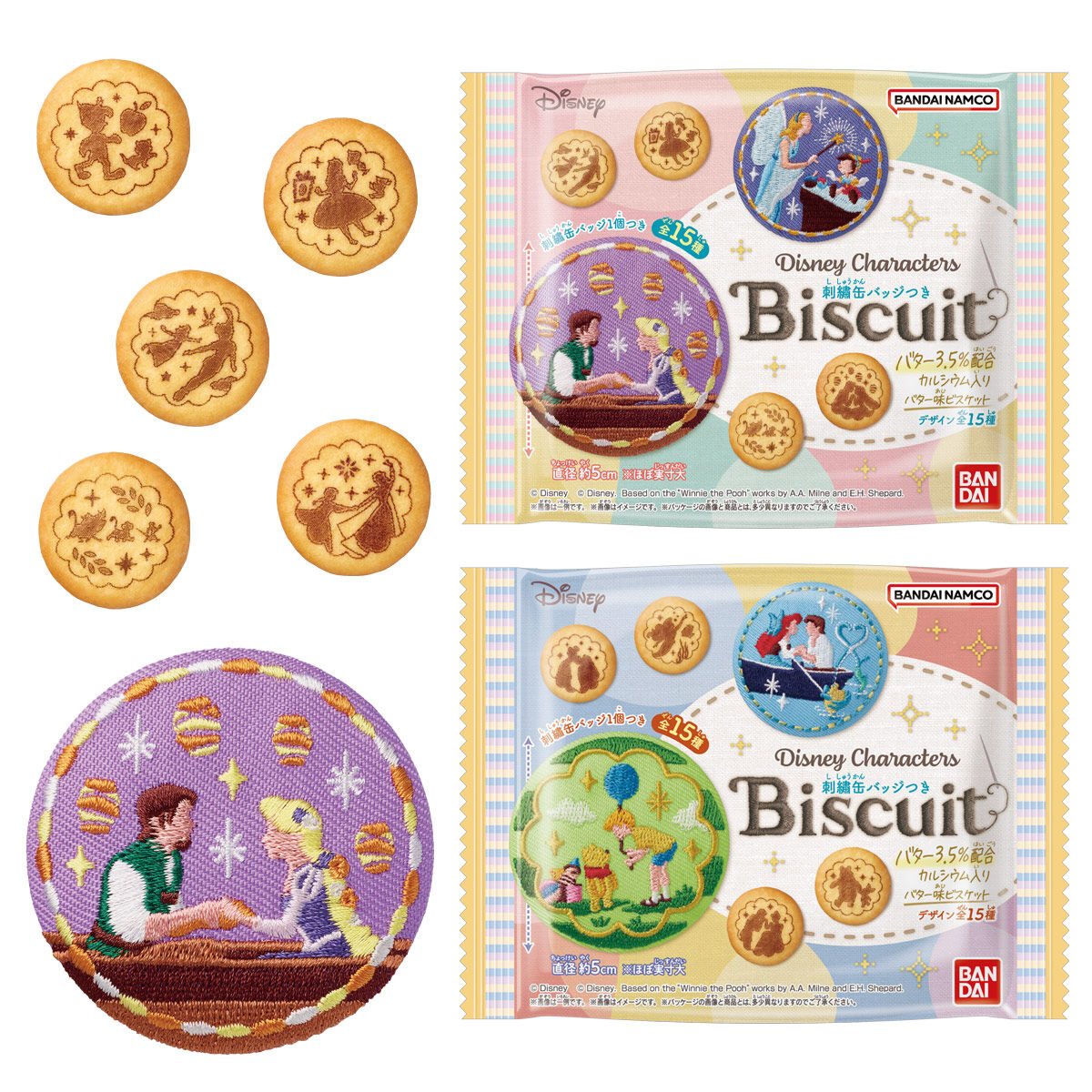 Disney Characters 刺繍缶バッジビスケットの商品画像